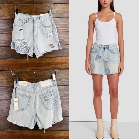 7 For All Mankind Light Blue Distressed Easy Ruby Cut Off Jean Shorts Size 25